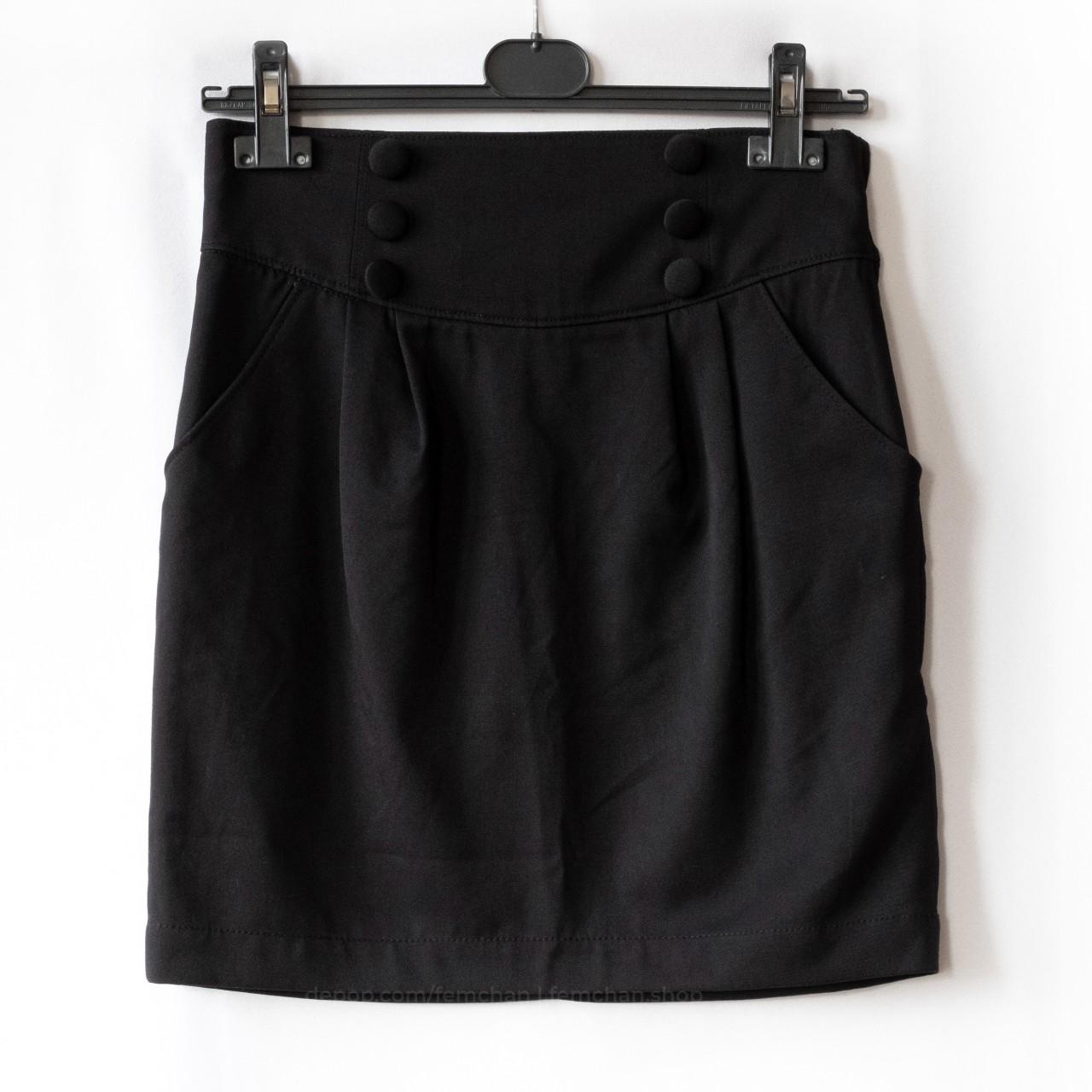 Black high-waisted tulip skirt with button details,... - Depop