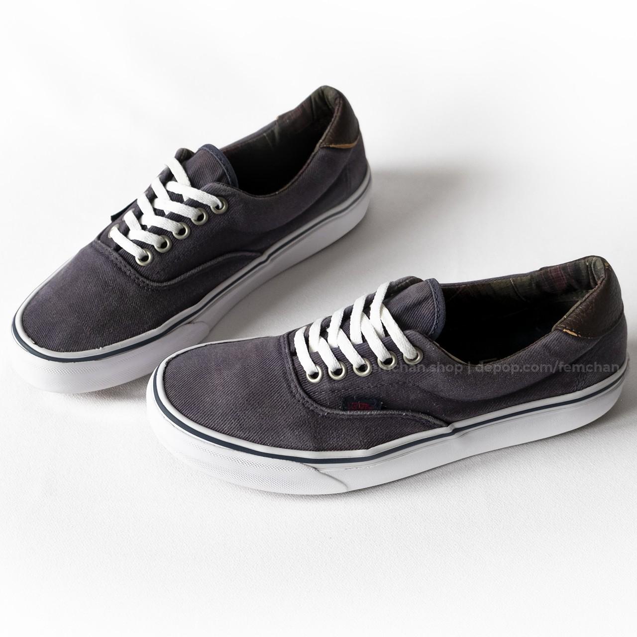 Vans Era sneakers, vintage skate shoes, with dark... - Depop