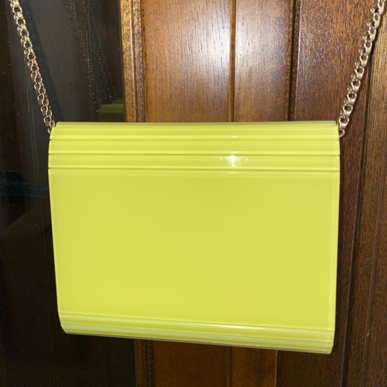 Jimmy Choo candy clutch bag in neon yellow. I used... - Depop