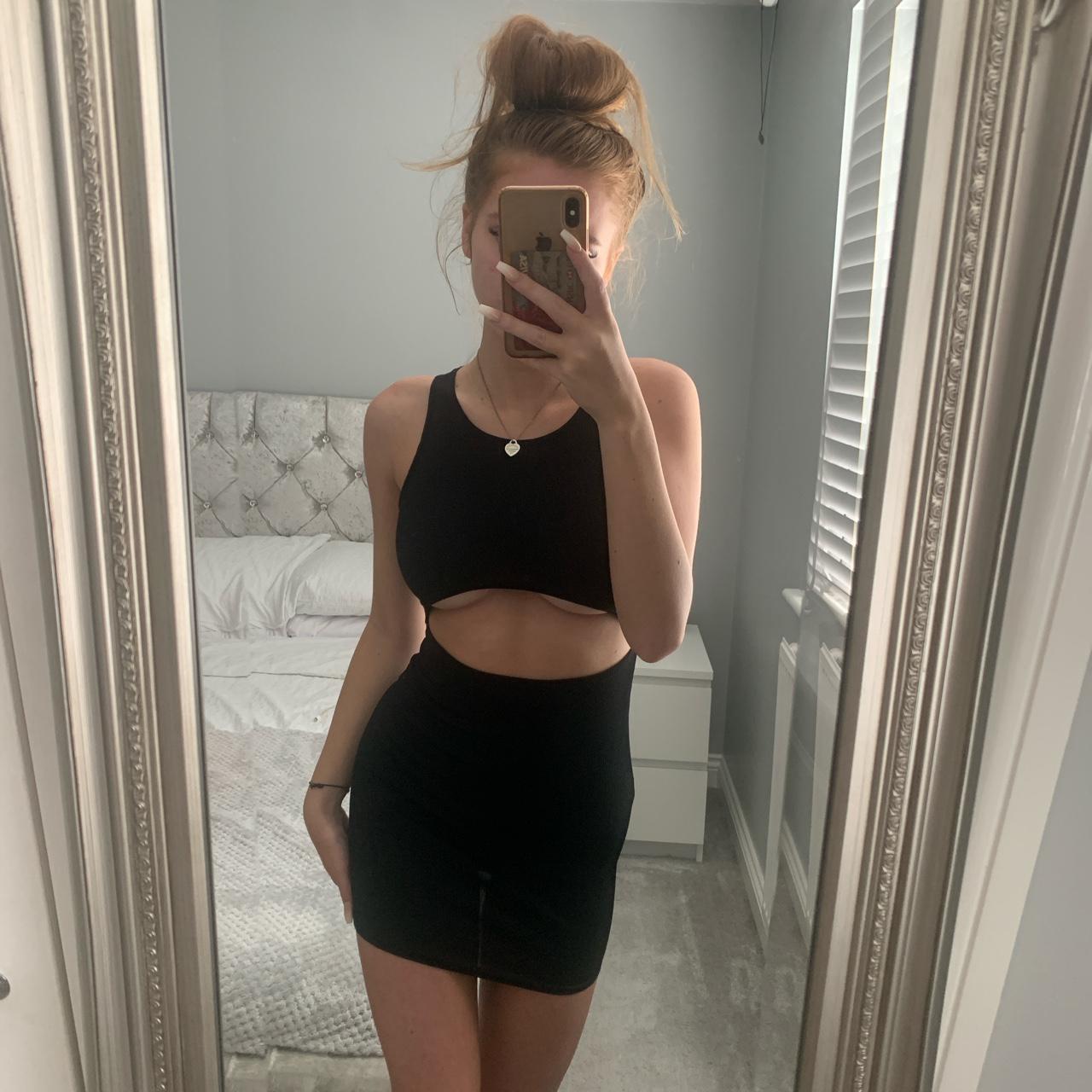 Prettylittlething black underboob cut out ribbed... - Depop