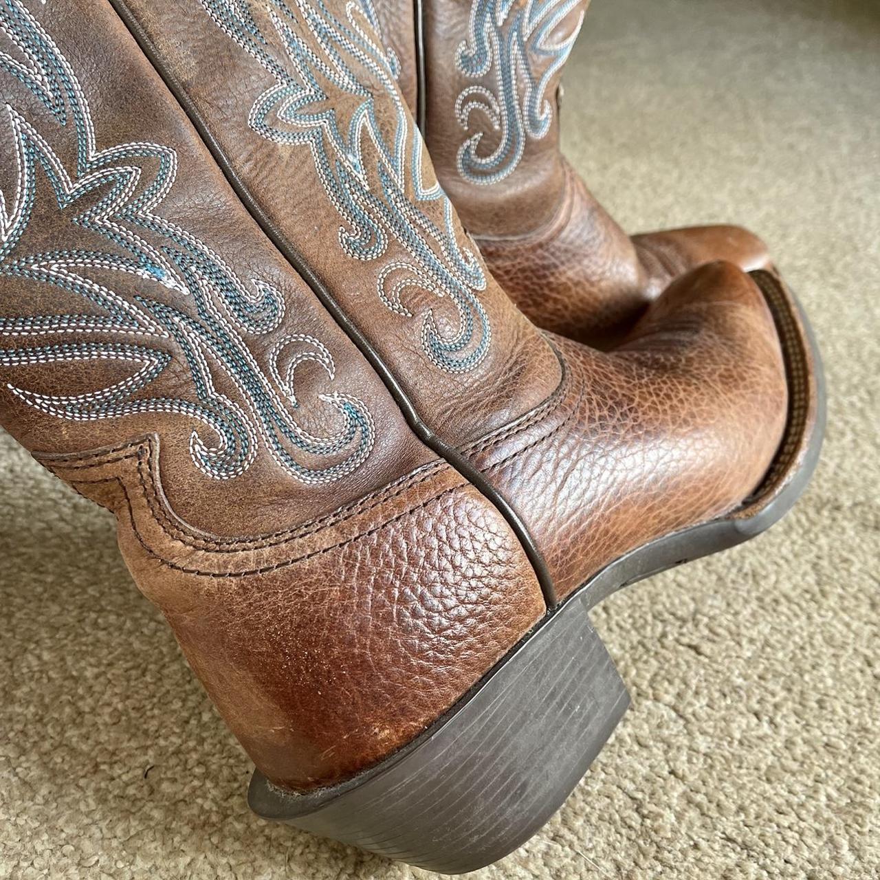 Amazing Ariat cowboy boots. Embroidered blue and... Depop