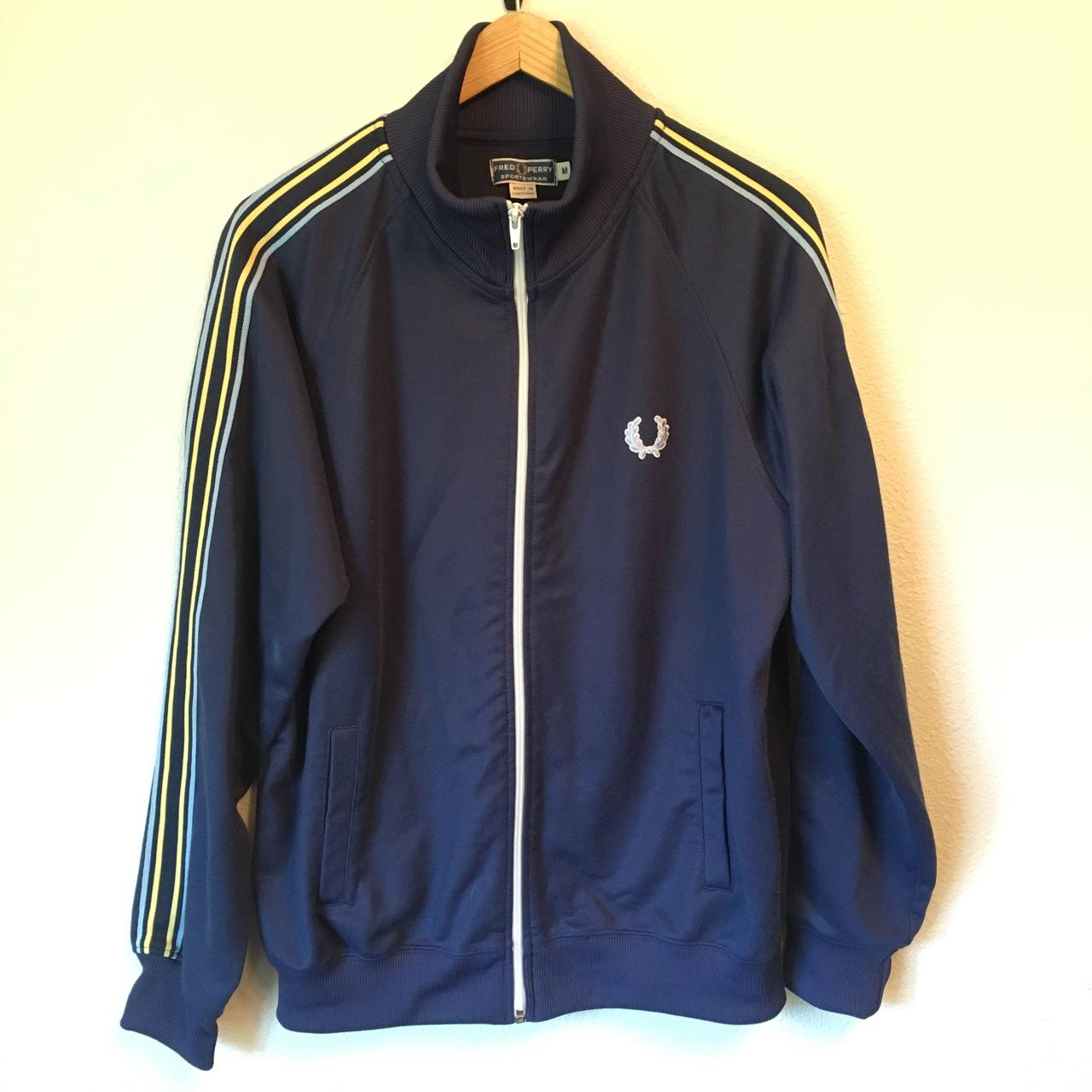 Amazing vintage Fred Perry track jacket! Yellow and... - Depop