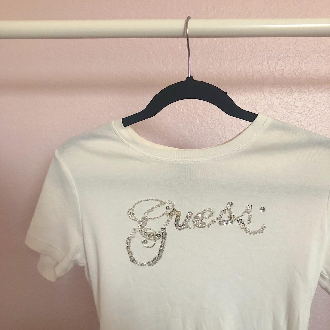 Guess Women's White and Silver T-shirt (4)