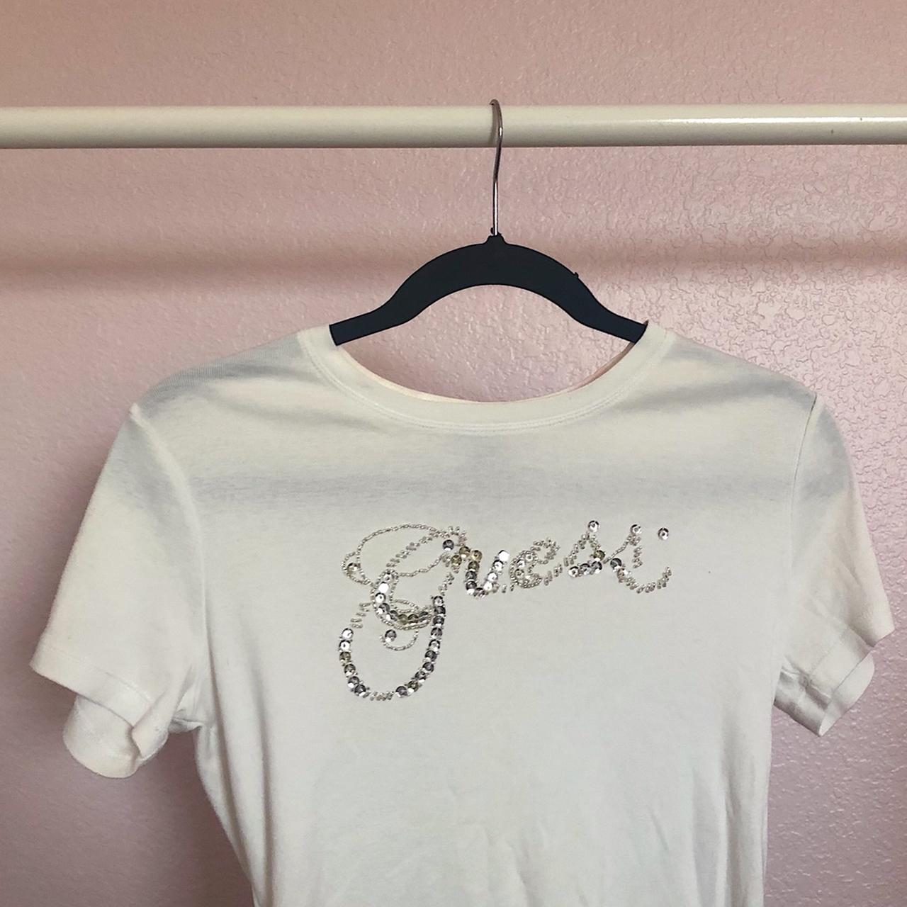 Guess Women's White and Silver T-shirt
