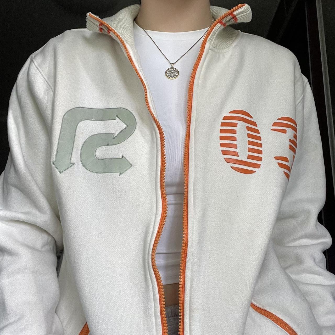 Nike Women's White and Orange Jacket Depop