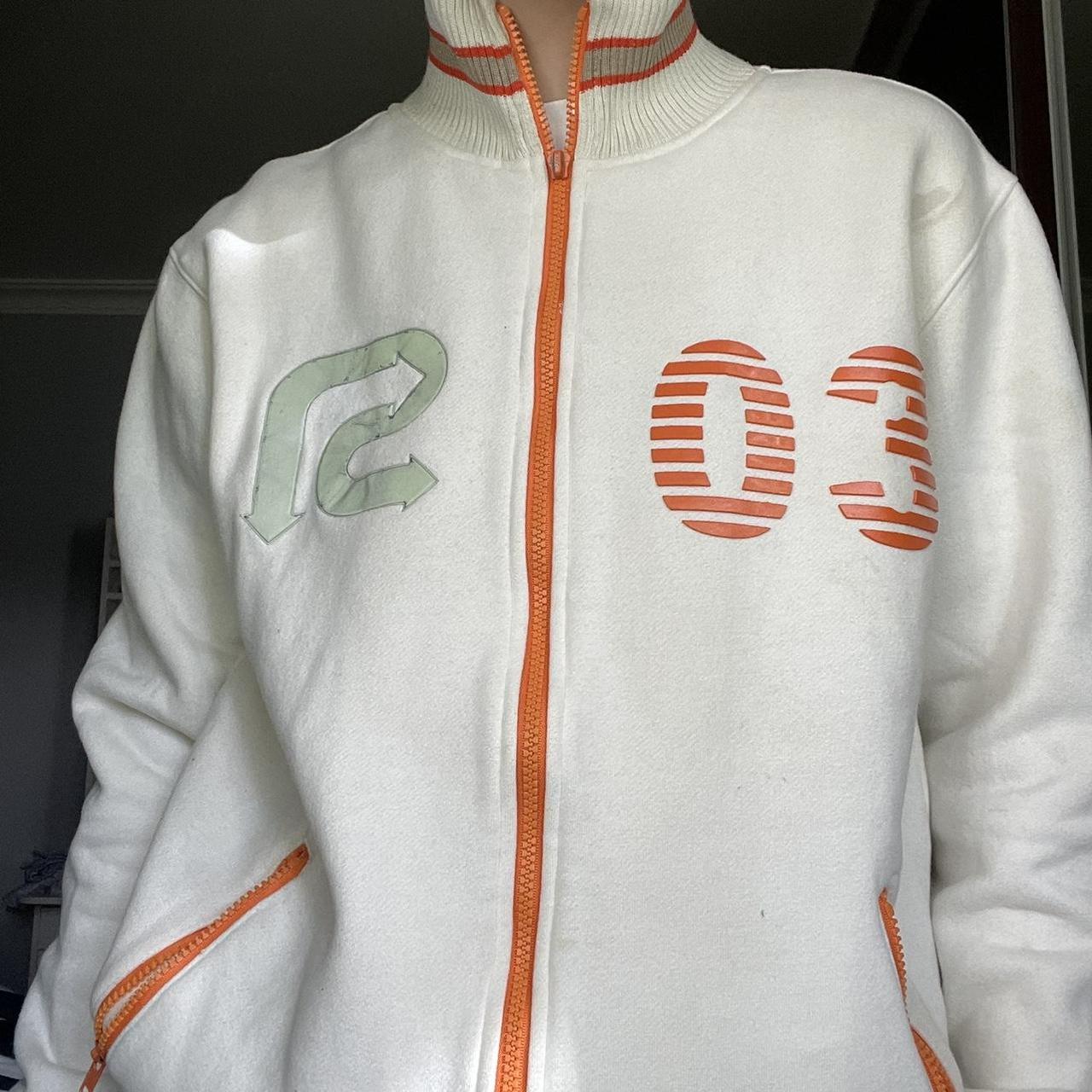 Nike Women's White and Orange Jacket Depop