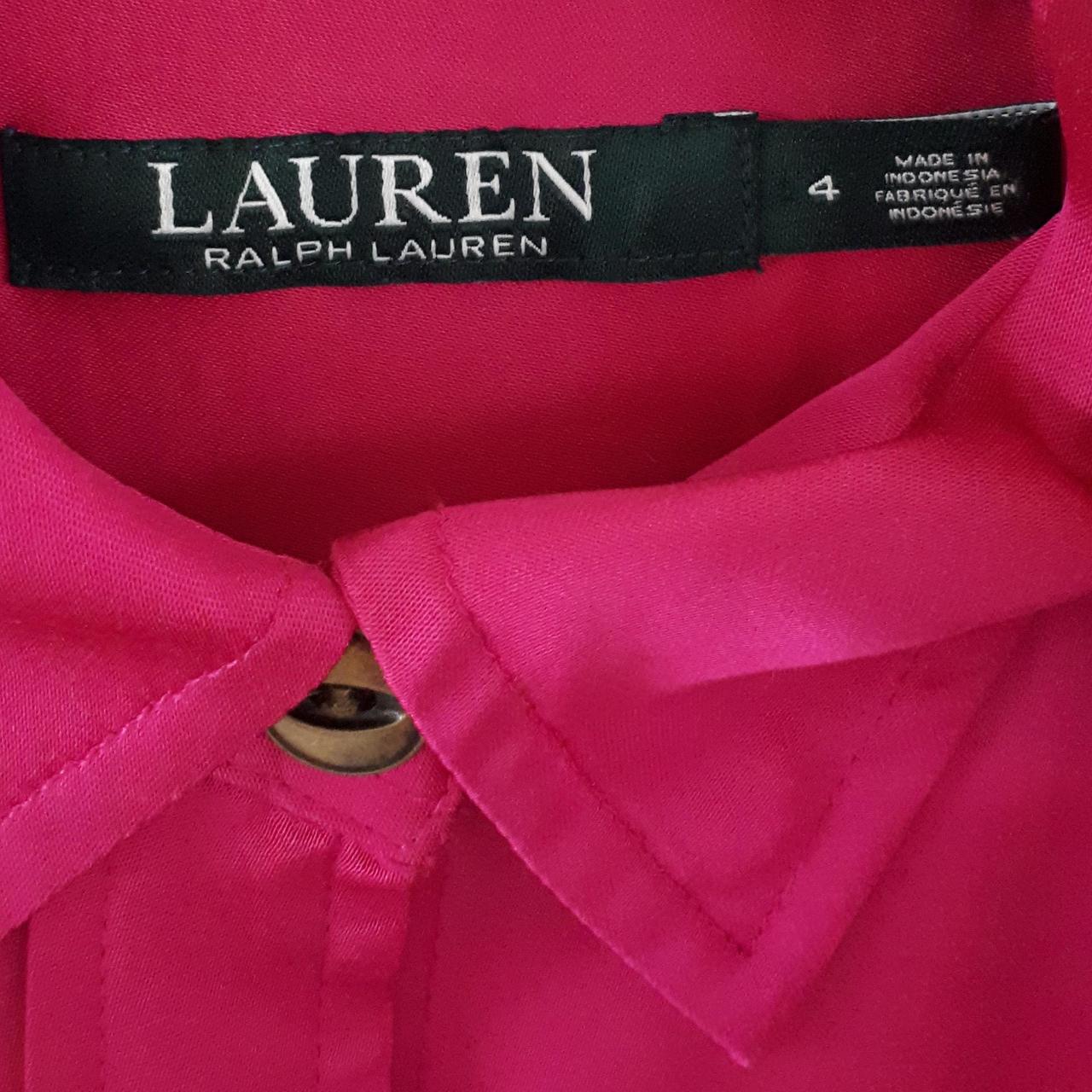 Ralph Lauren fushia pink silk/satin shirt dress. Can... - Depop
