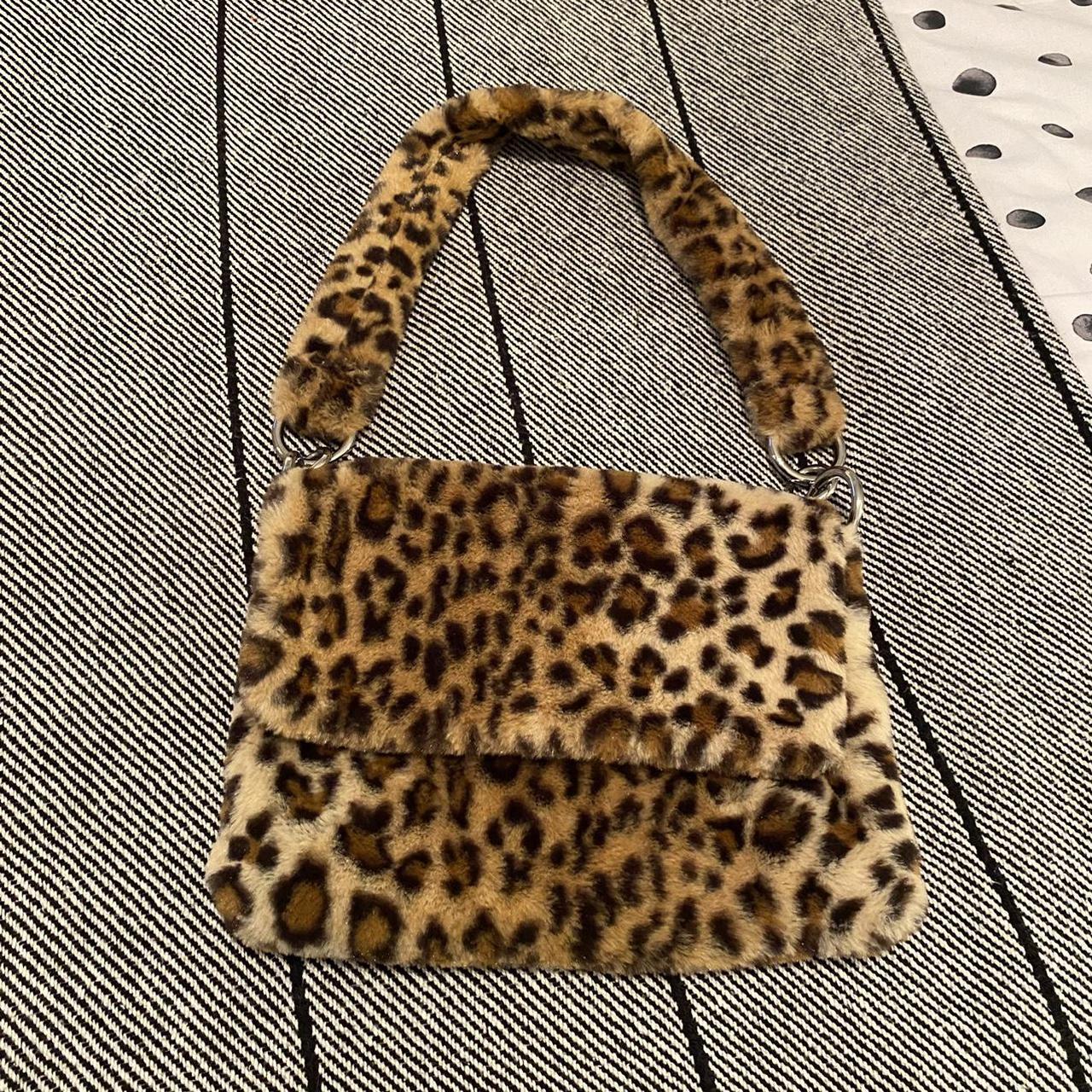 leopard print fur shoulder bag! Brand new,... Depop