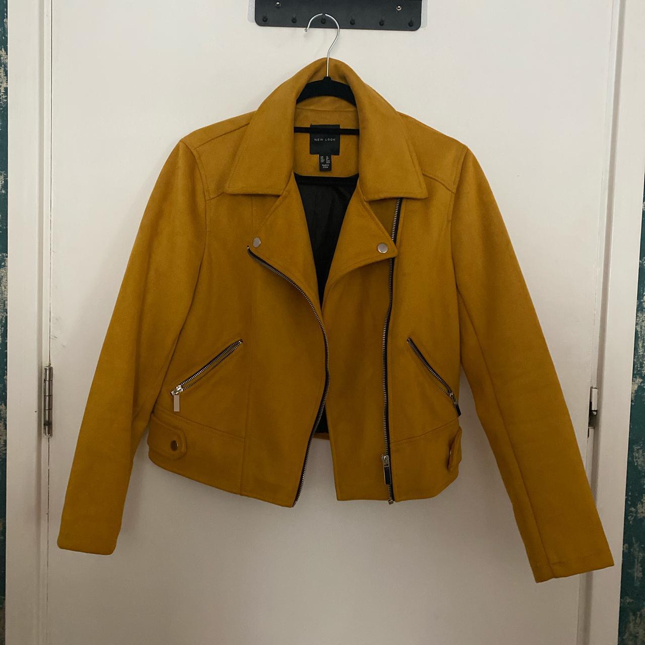 Mustard biker 2024 jacket new look