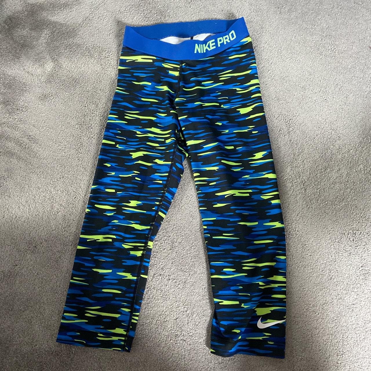 blue and yellow nike leggings