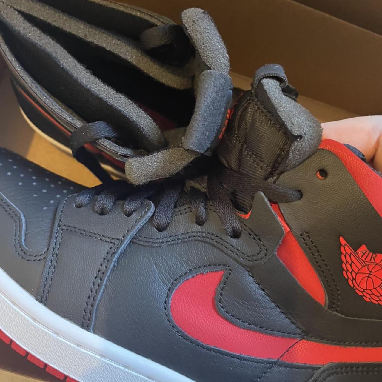 BLACK AND RED JORDAN 1, AUTHENTIC AND BRAND NEW... - Depop