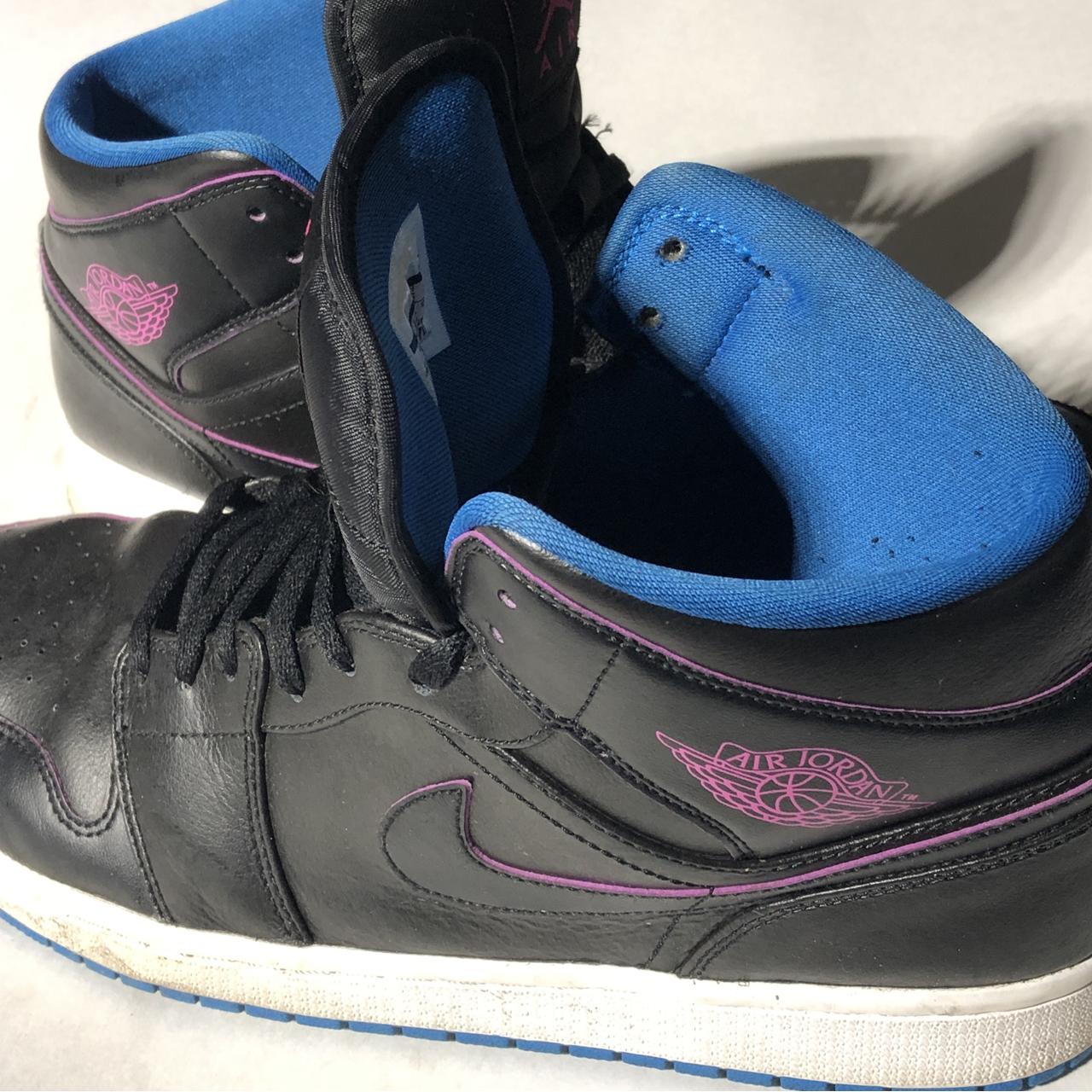 pink blue black and white jordans
