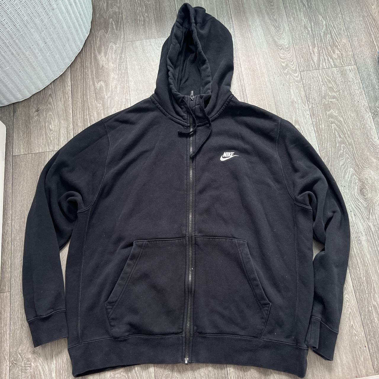 Mens black Nike high neck hoodie with zip. Front... Depop