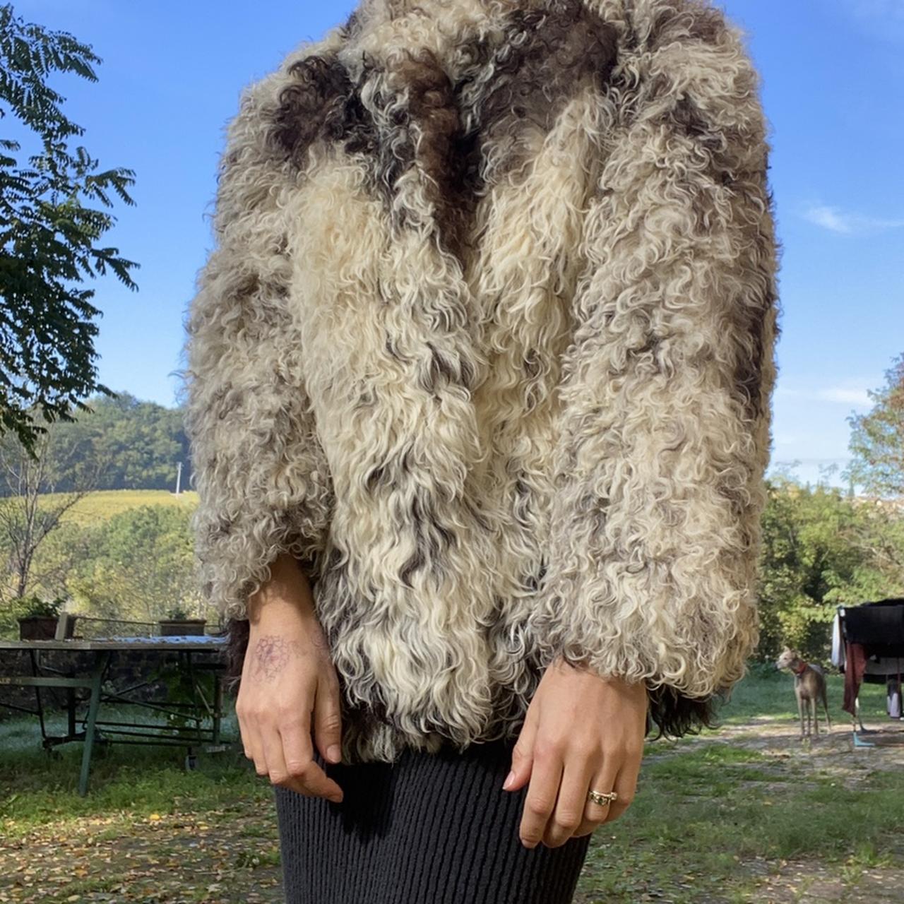 Vintage curly lamb hot sale fur coat