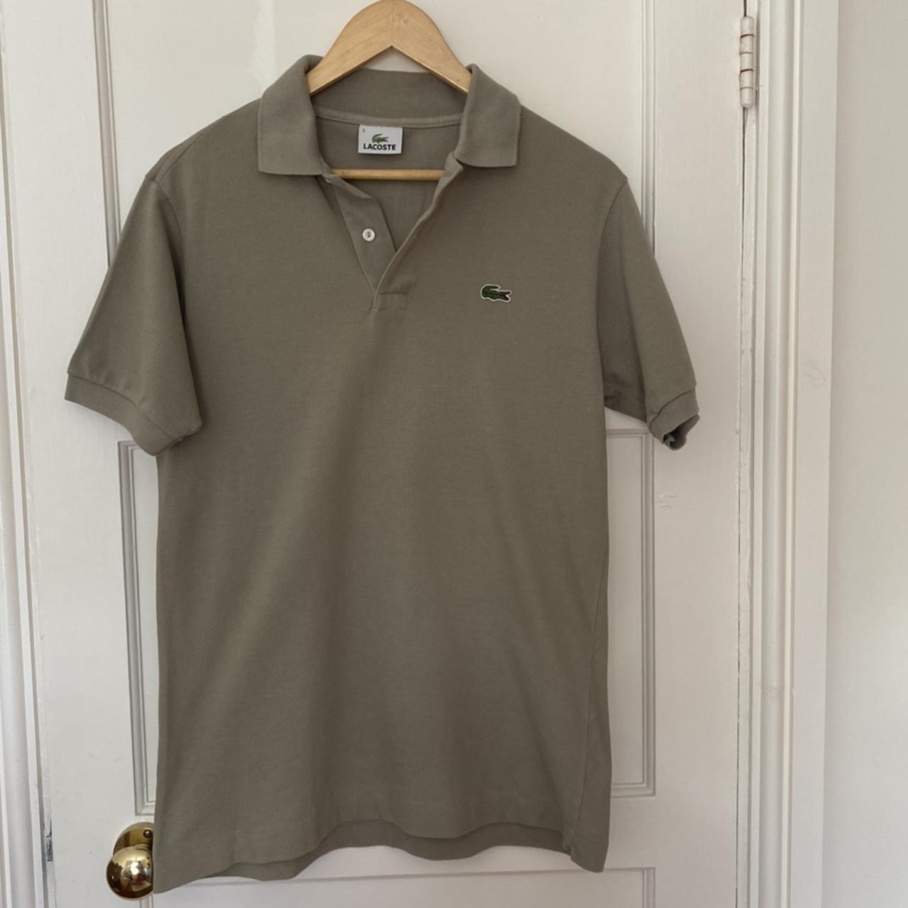 Men’s Lacoste classic polo shirt in beige/green... - Depop