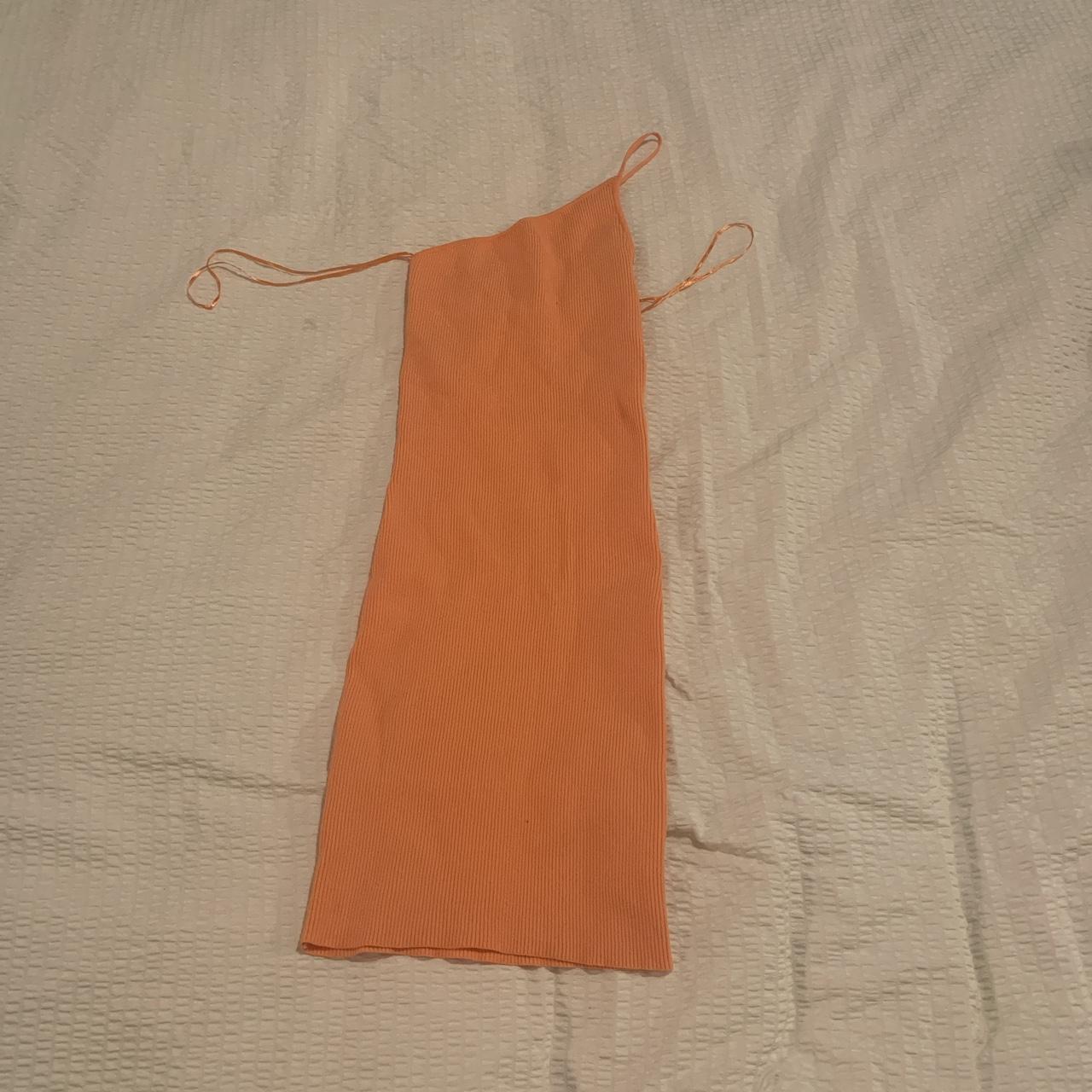 BERSHKA Orange asymmetric rib knit mini dress Size... Depop