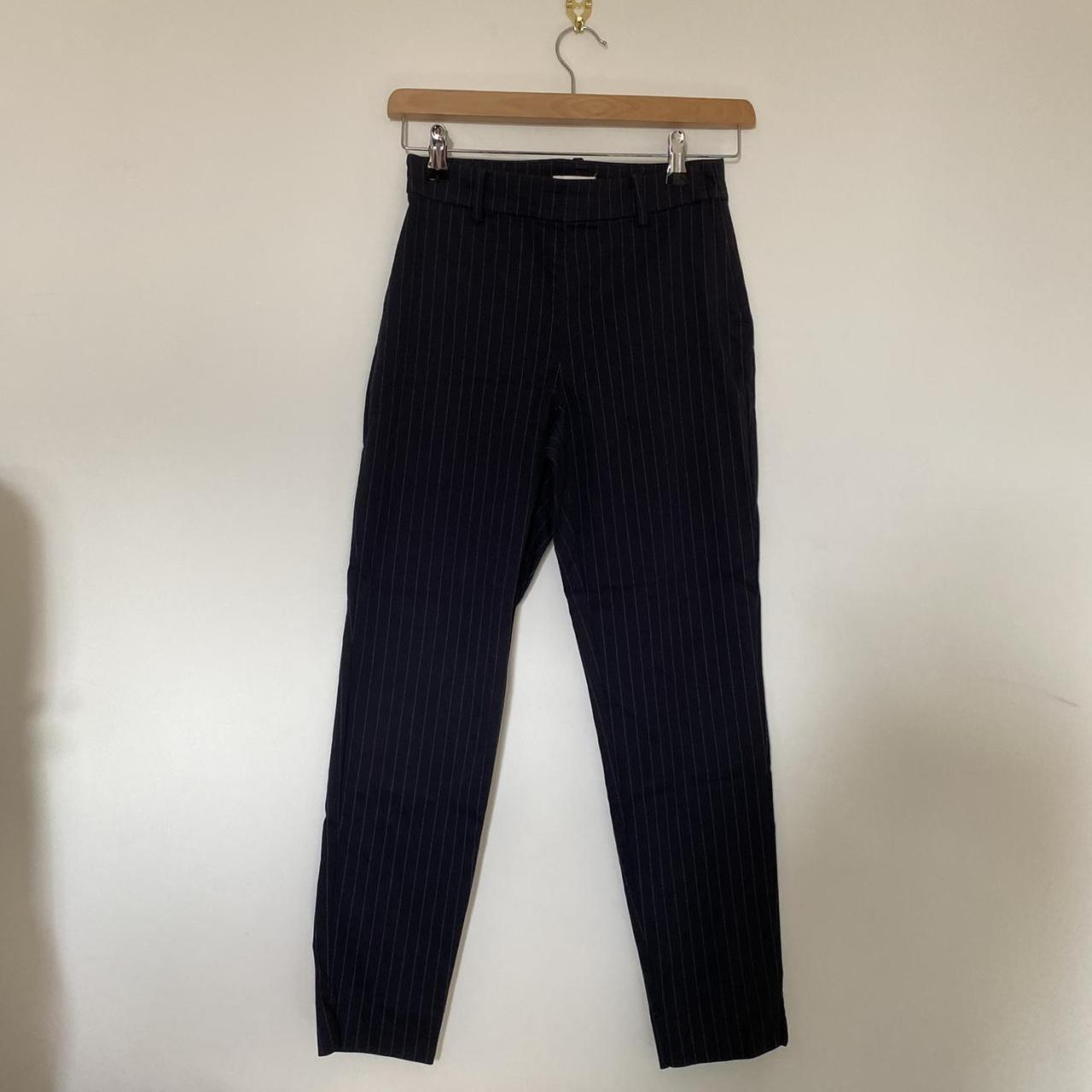 H&M pinstripe chino trouser in navy Size EU 36 /... - Depop