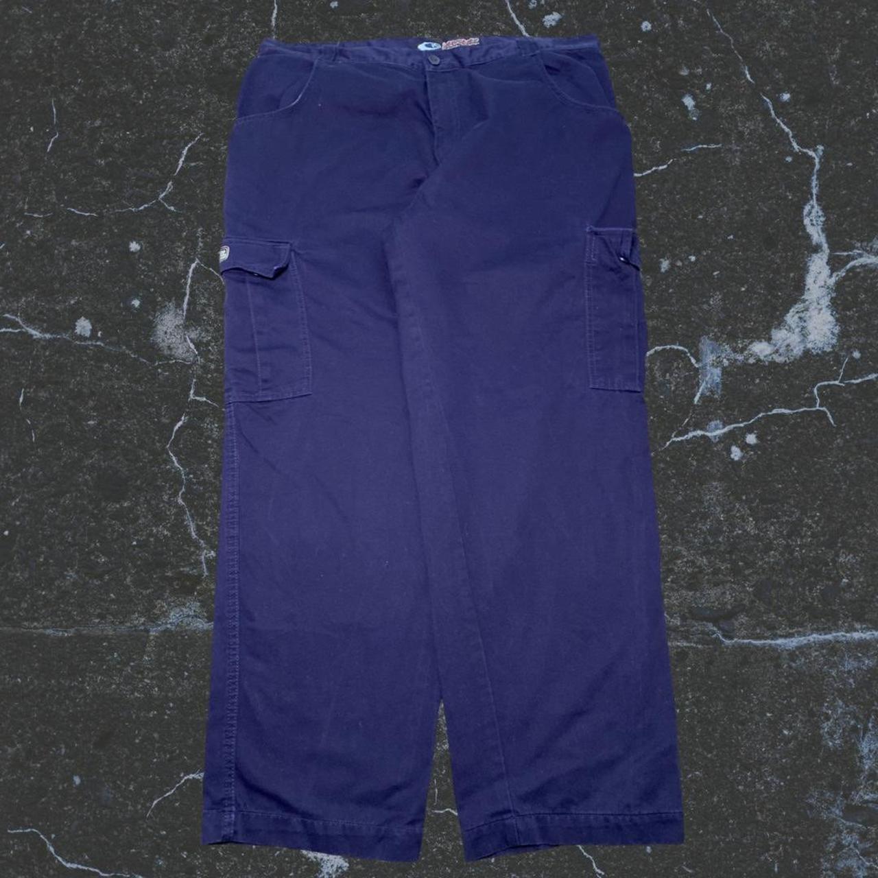 Interstate navy/purple baggy cargo pants, size... Depop