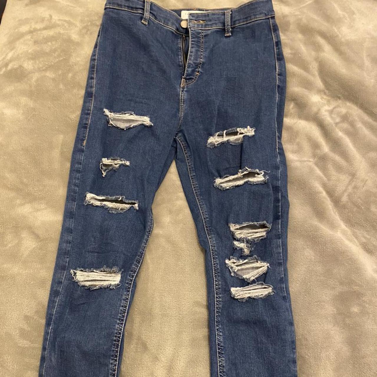 Topshop Joni ripped jeans in blue. Have worn these a... - Depop