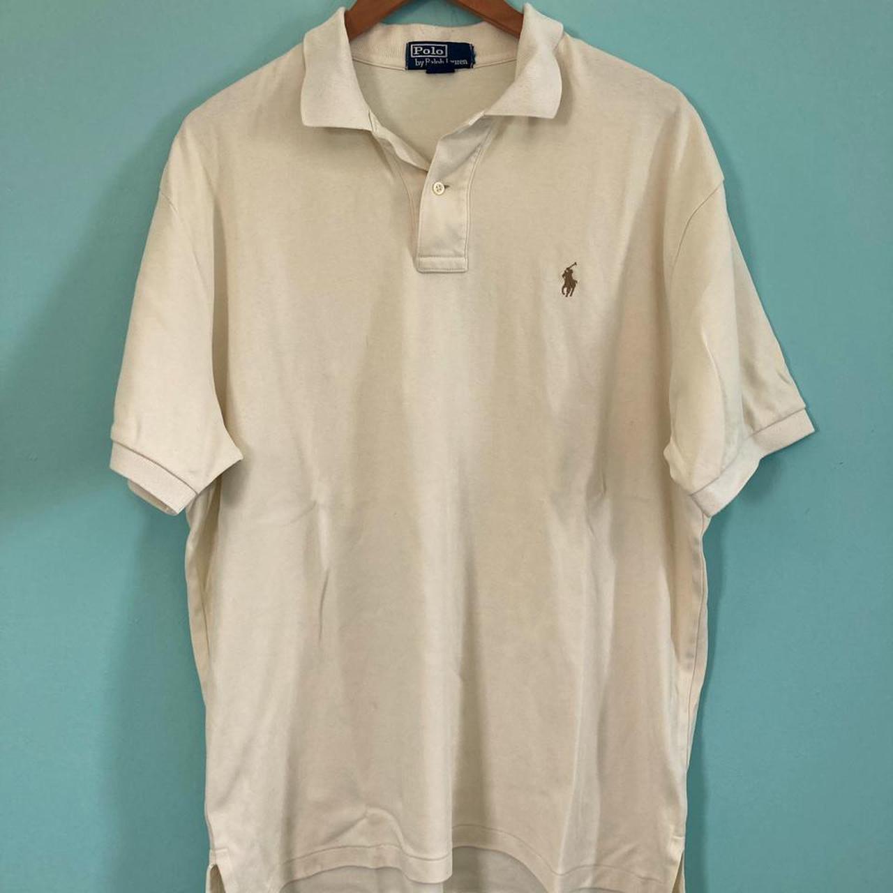 Ralph Lauren vintage polo shirt in beige, really... - Depop