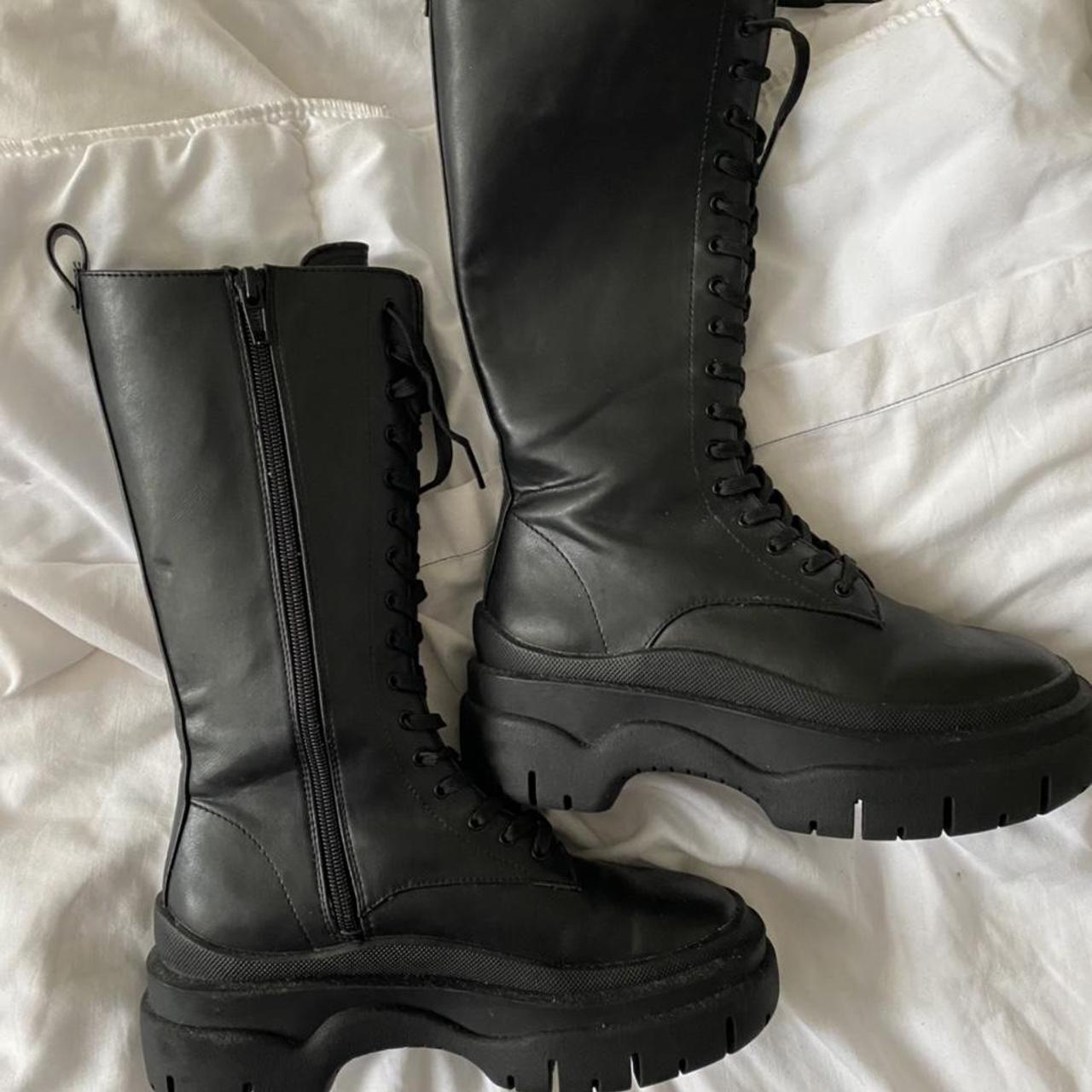 H and m combat boots worn once size 3 #punk #cyberpunk - Depop