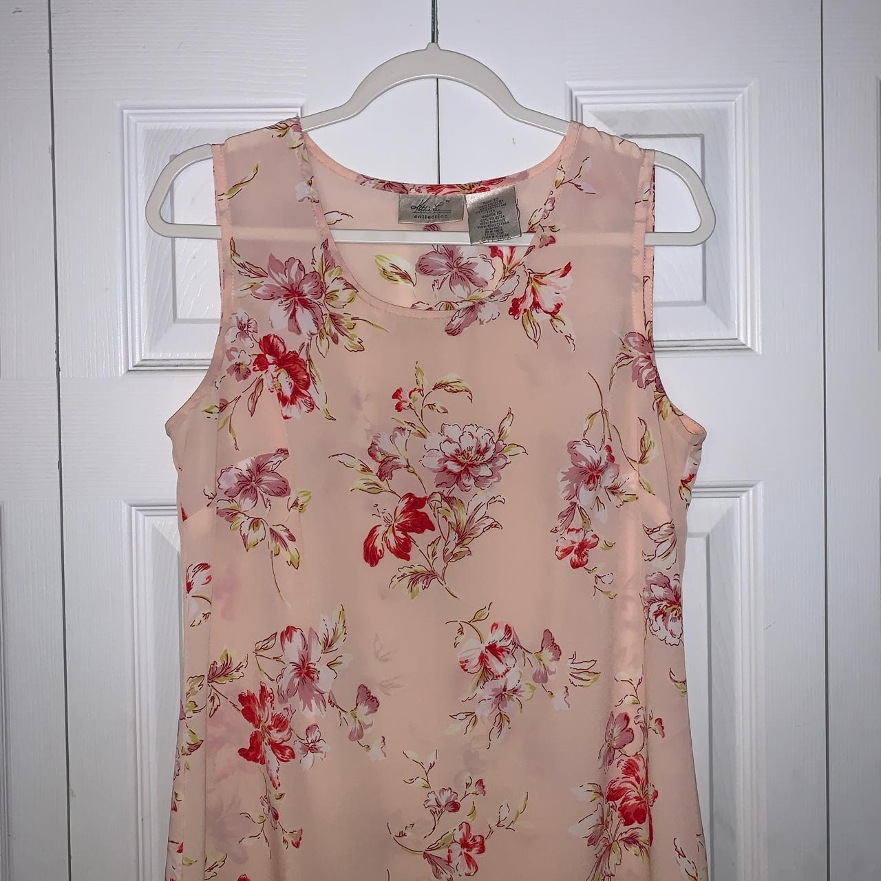 Vintage Kathie Lee light pink floral midi... - Depop