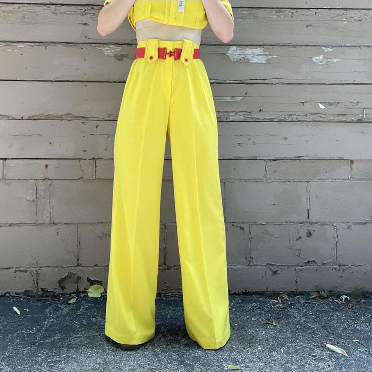 Vintage 70’s Two Piece Yellow Suit Set. Cotton... Depop
