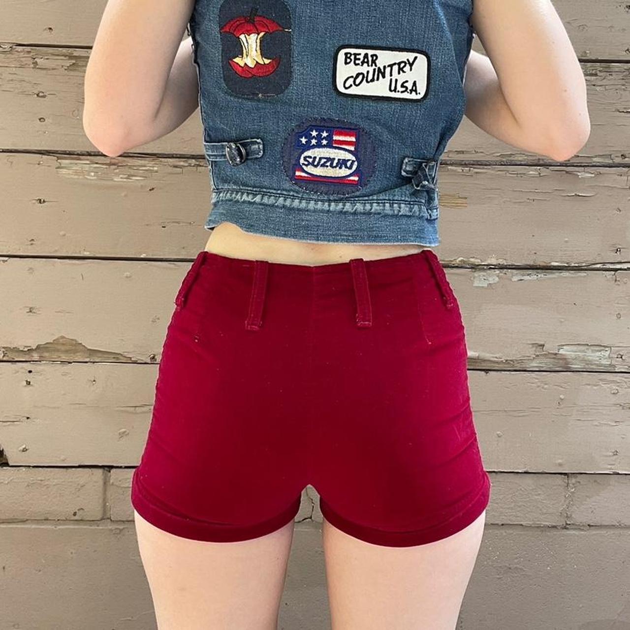 Vintage 60’s Burgundy Velvet Hot Pants Mid rise... Depop