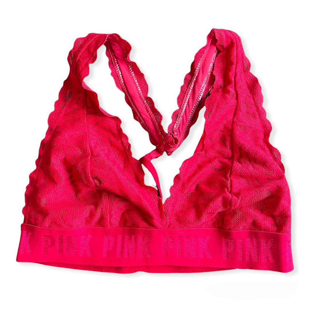 Vibrant red lace bralette from PINK / Victoria's - Depop