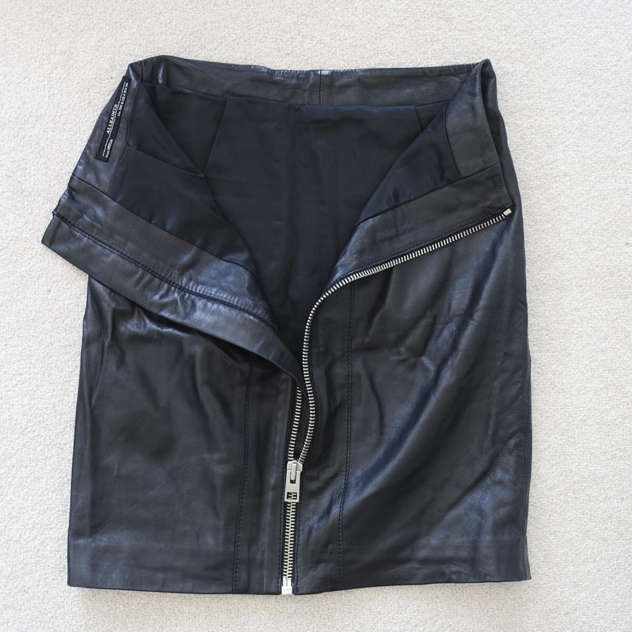 All Saints genuine leather skirt with zip detail on... - Depop