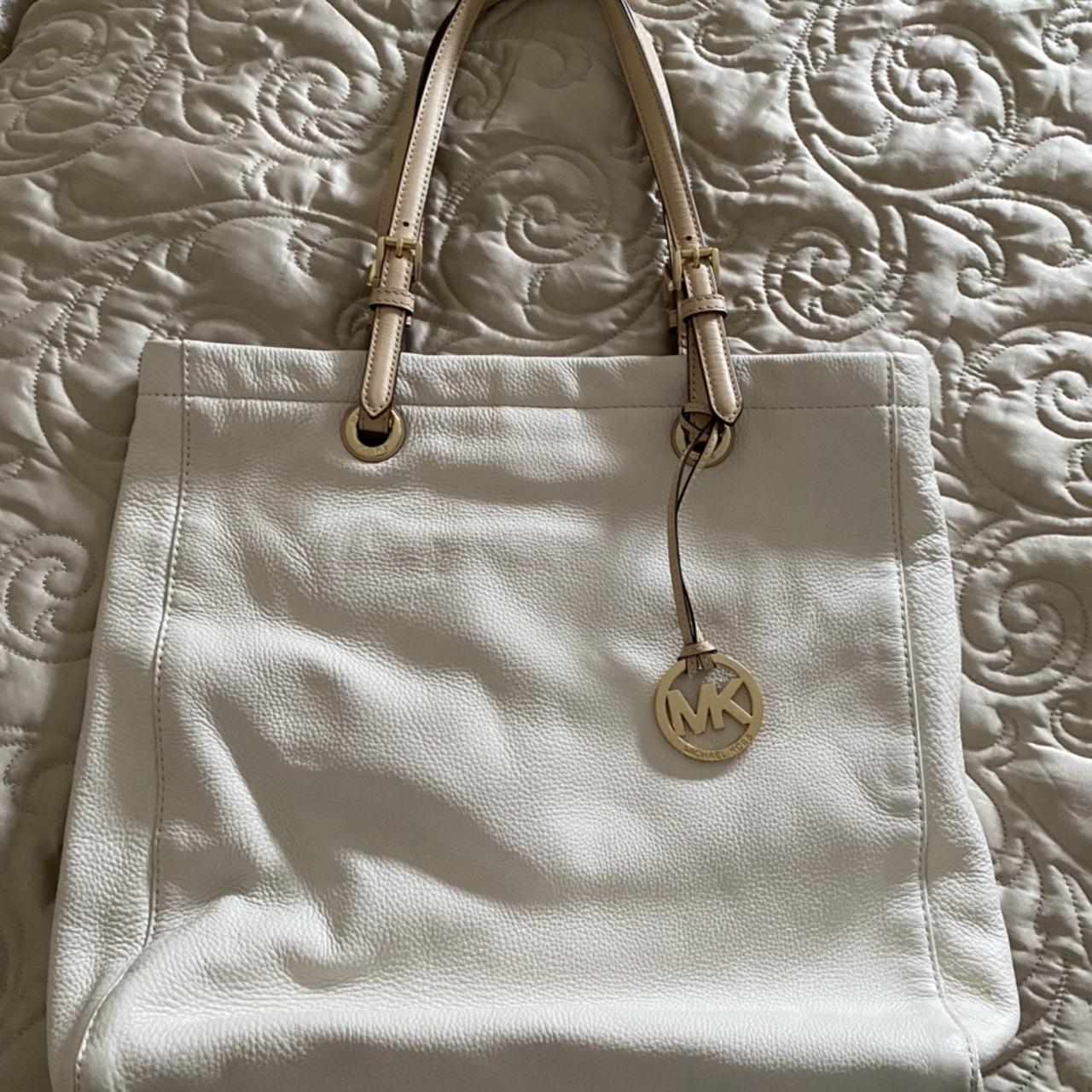 michael kors cream leather tote bag. It has been... - Depop