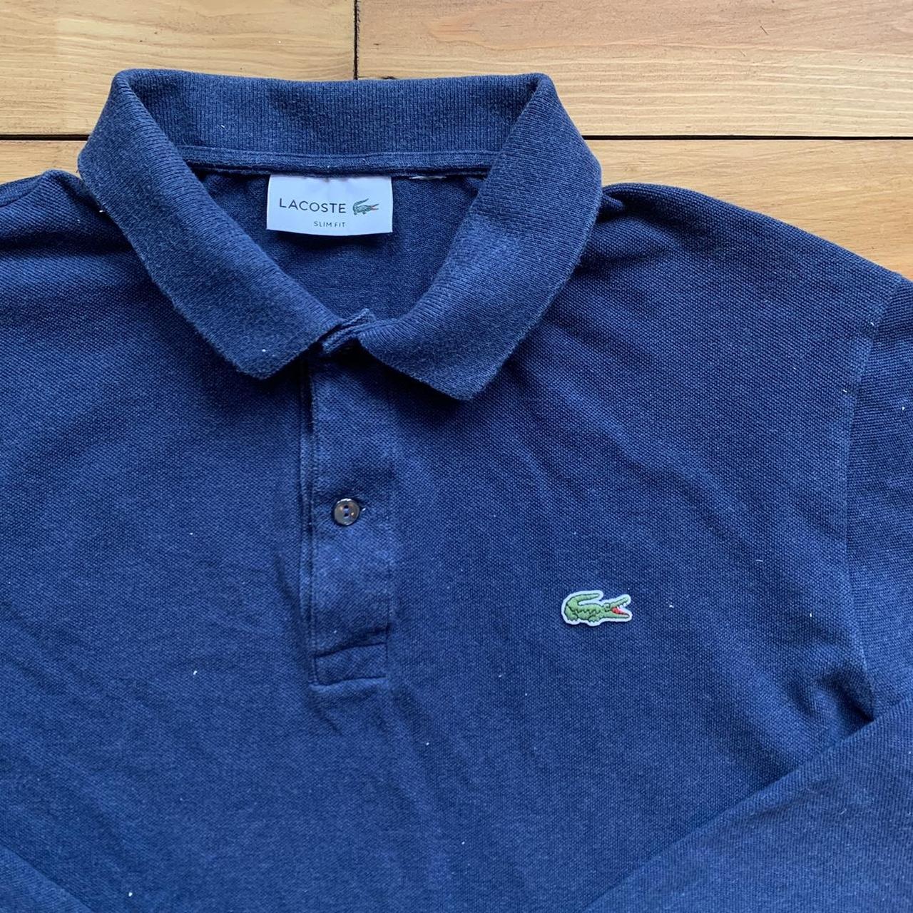 Men’s Lacoste longsleeved navy polo shirt Size... - Depop