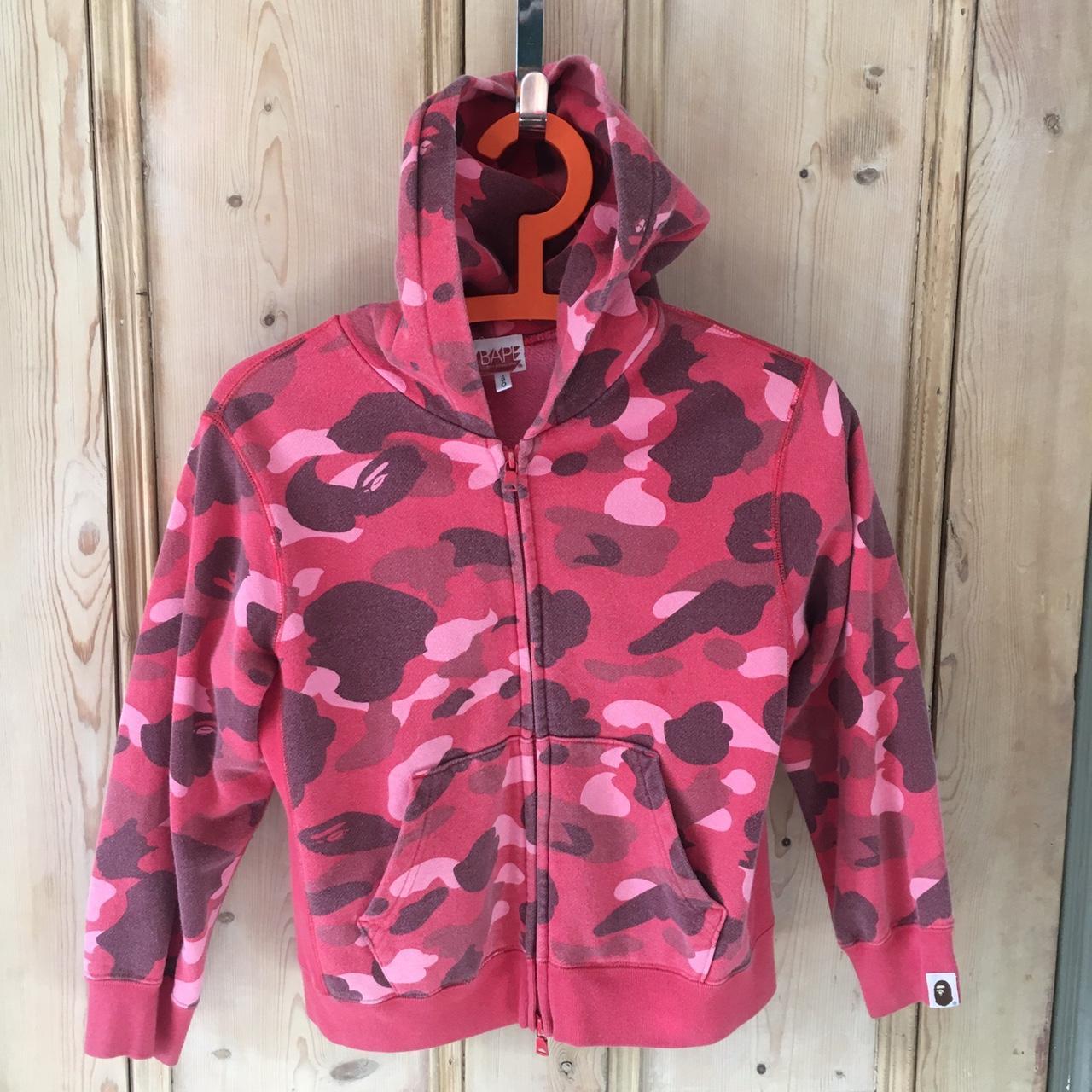 KIDS A Bathing Ape hoodie Red Camo print Used - good... - Depop