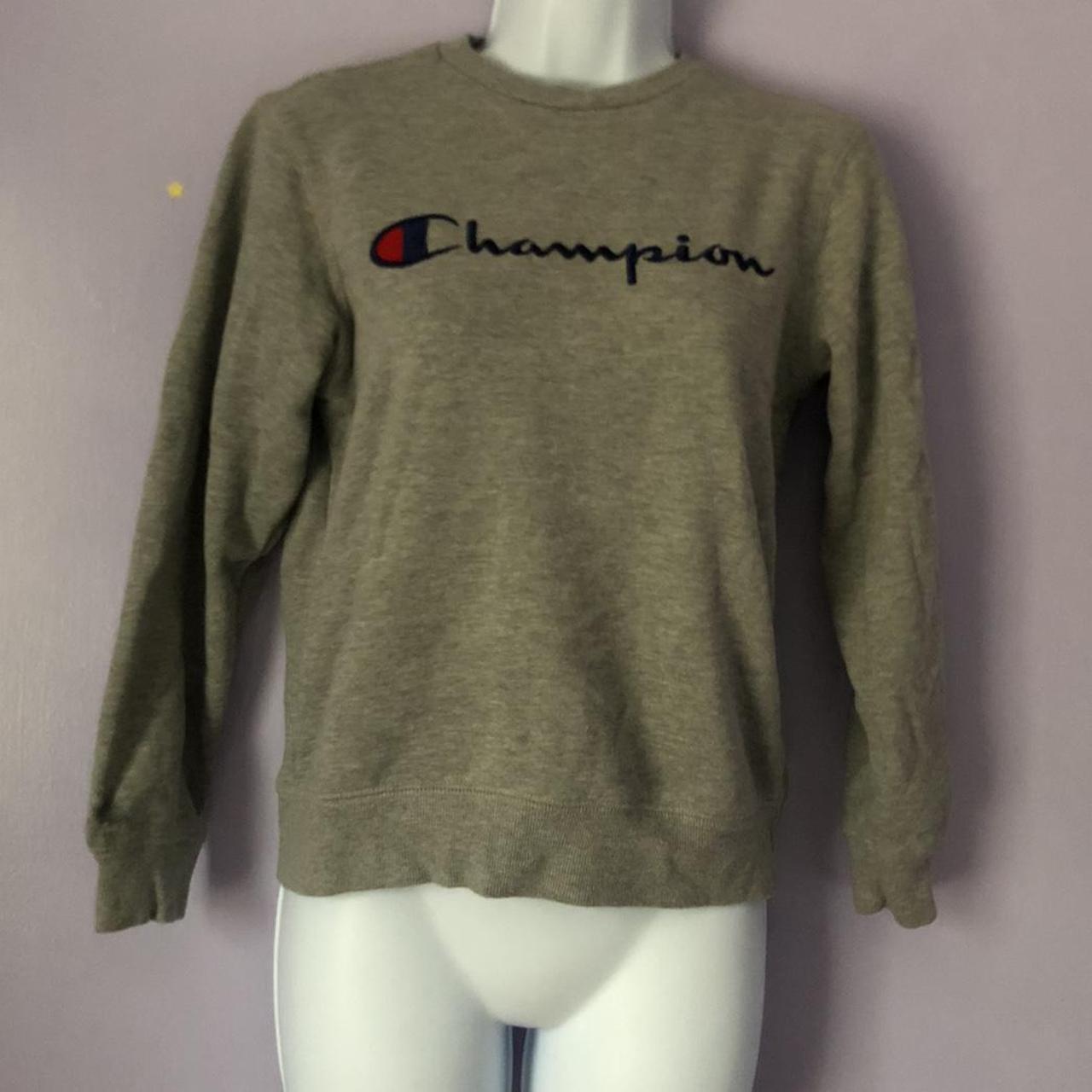 Grey Champion Crewneck Sweater. From a pet friendly,... - Depop