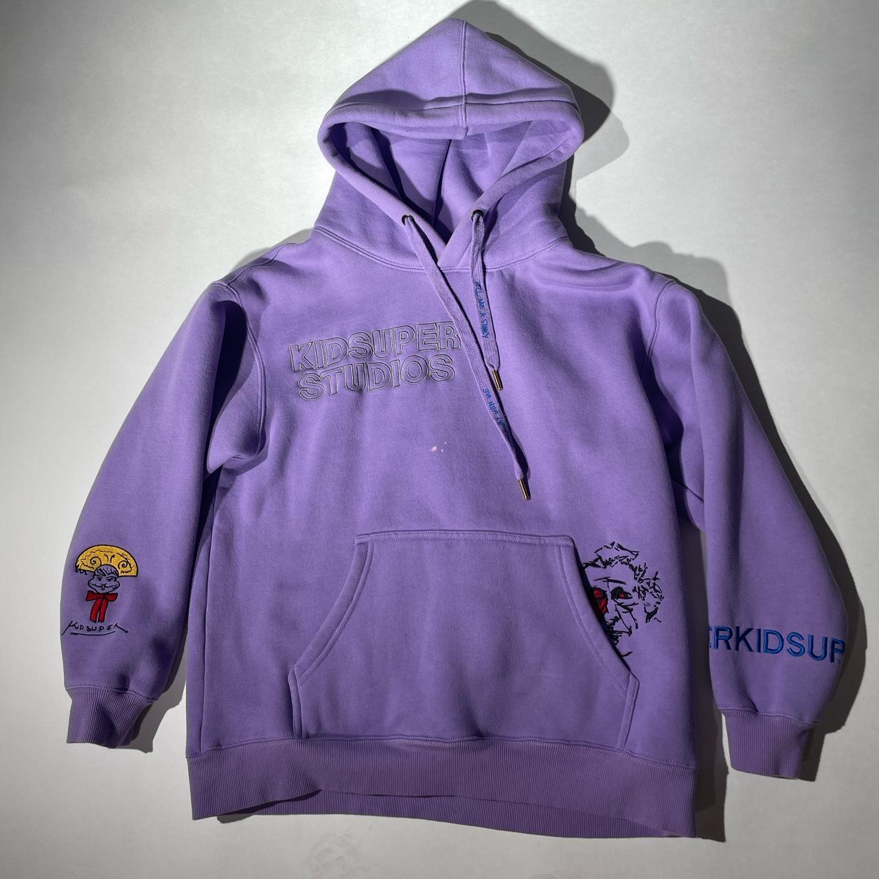 Kid Super purple hoodie with embroidery. Tiny group... - Depop