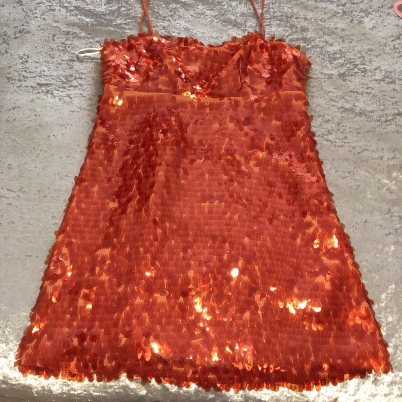 Zara orange 2025 sequin dress