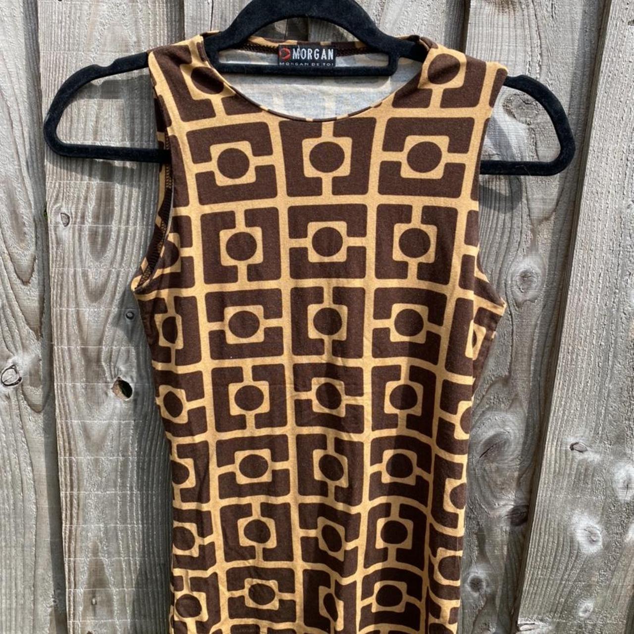 Y2k Morgan de toi brown and gold abstract tank... - Depop