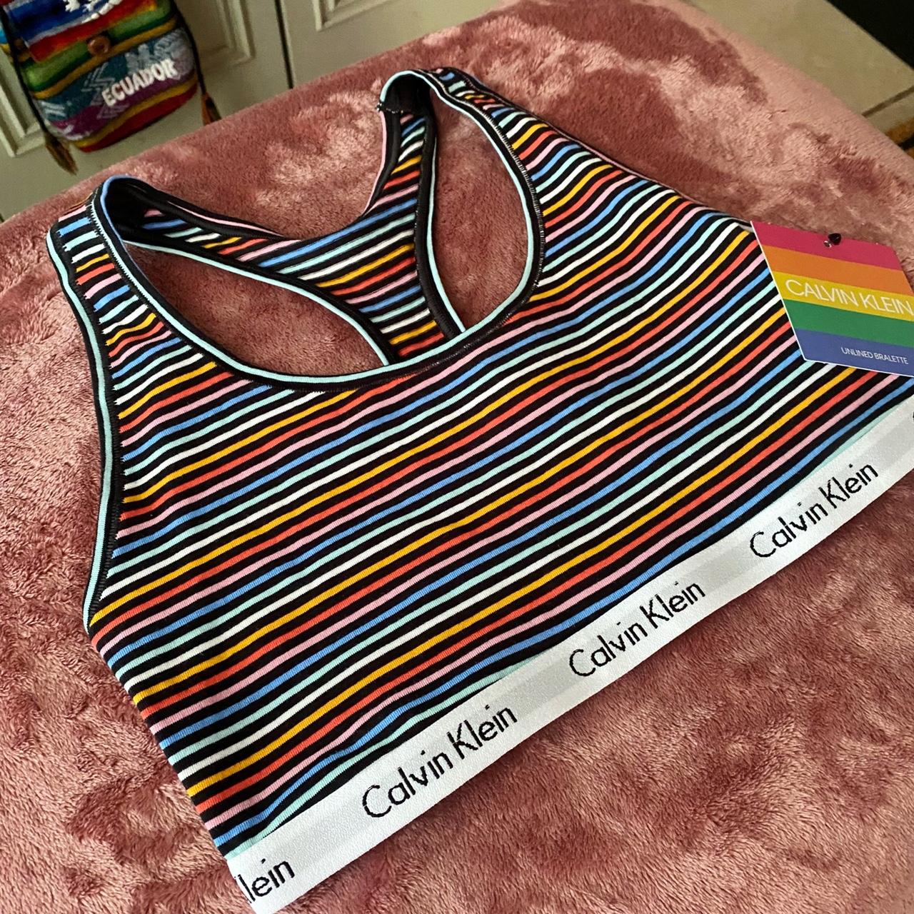 Rainbow Striped Calvin Klein Sports Bra