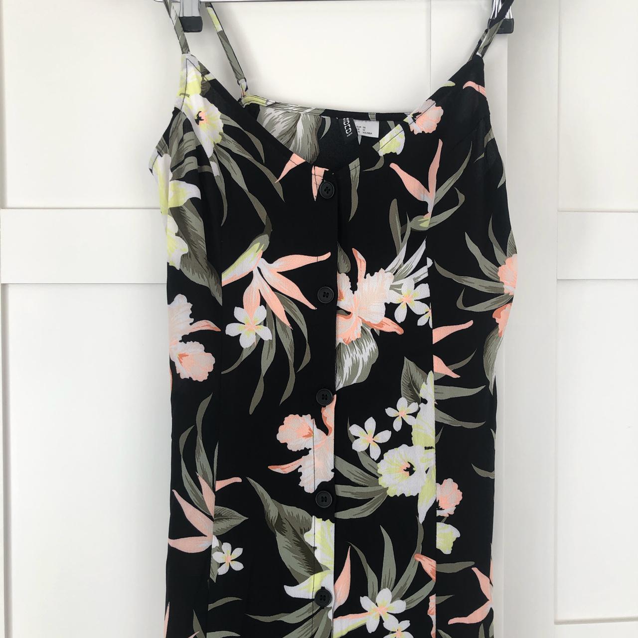 H&M floral midi dress, Size 10 Button-down front.... - Depop