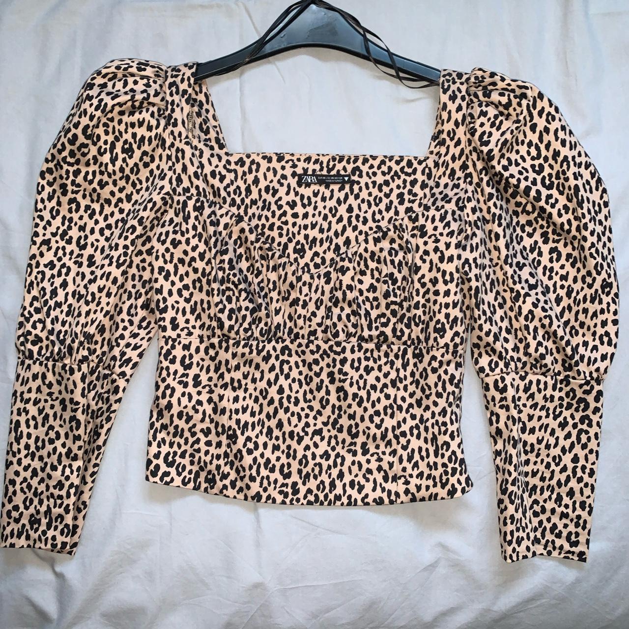 zara leopard print puff sleeve top