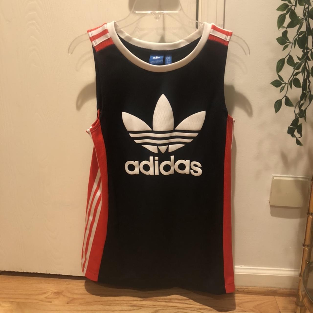 Adidas Women's Red and Blue T-shirt | Depop