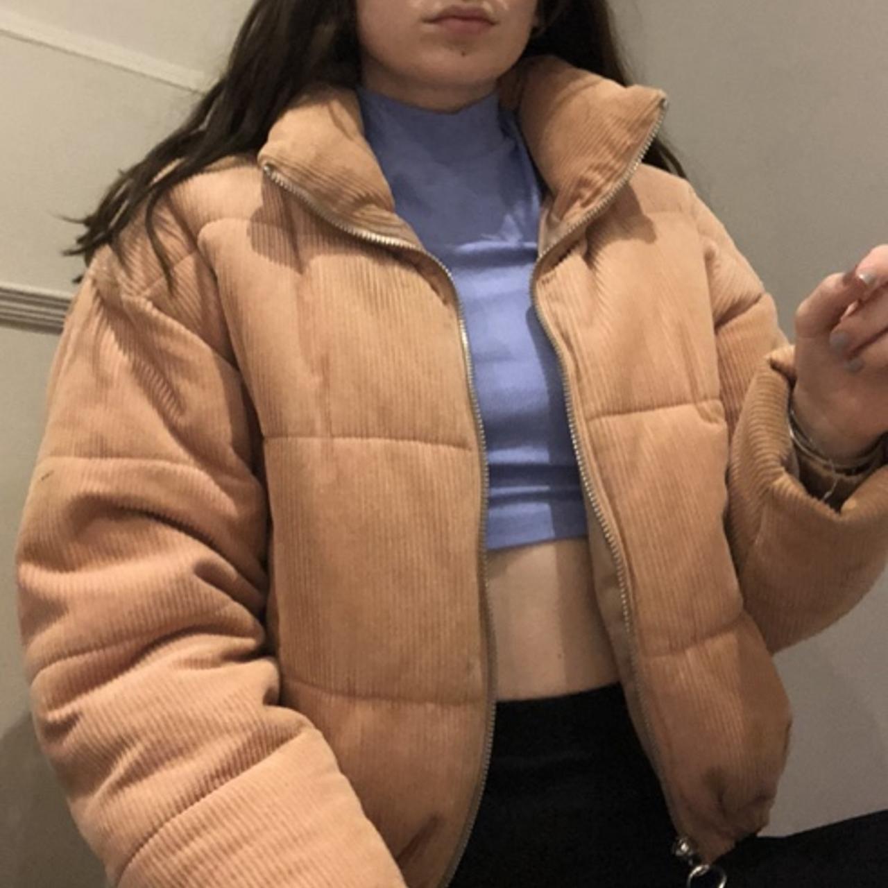 Cordroy pinky camel puffer coat. Perfect... Depop