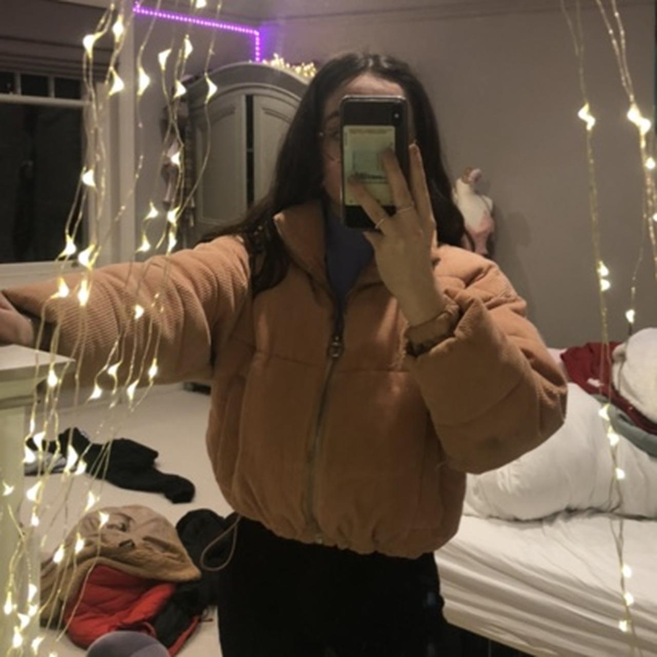 Cordroy pinky camel puffer coat. Perfect... Depop