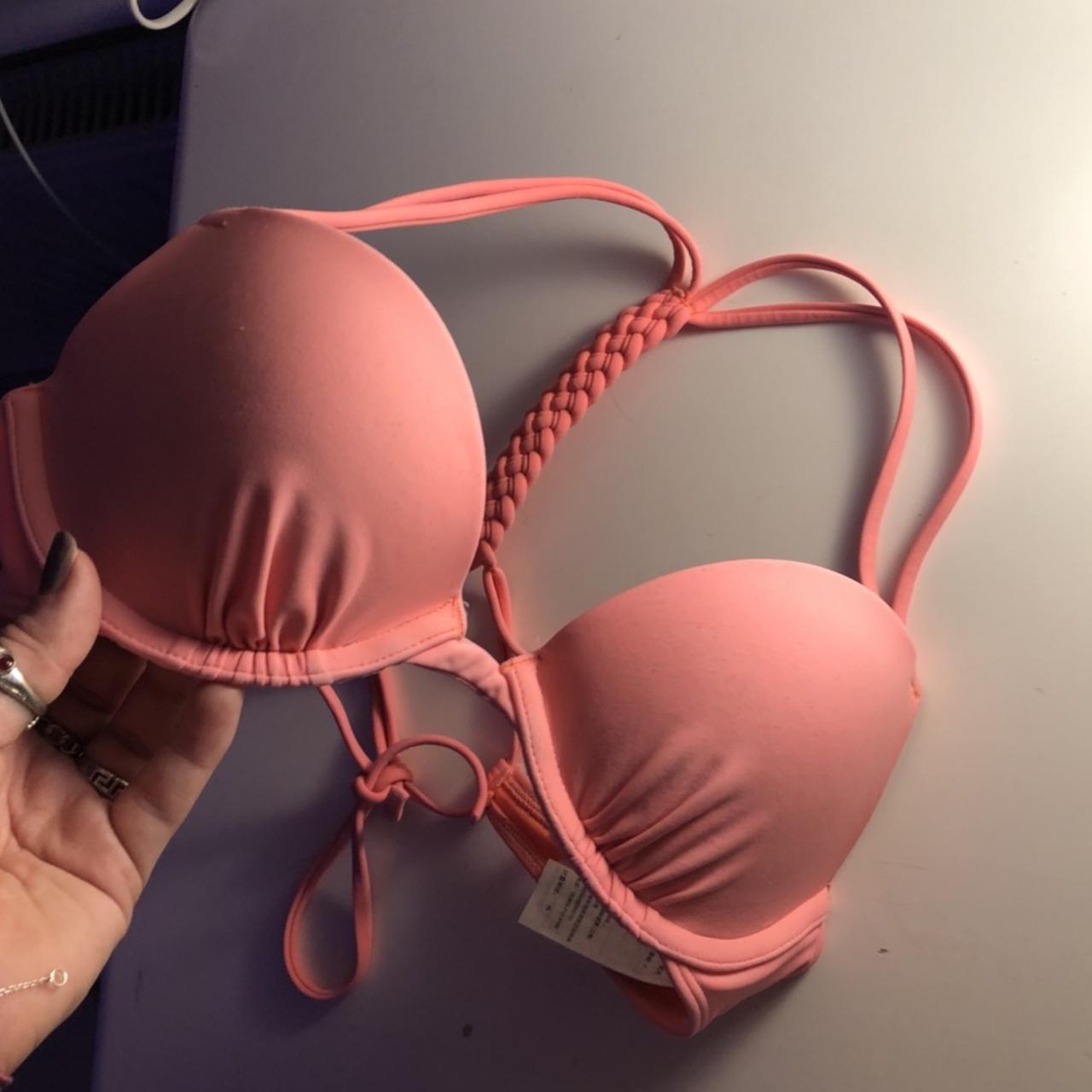 Push up Hollister bikini in orangy, pink. Size 34A... Depop