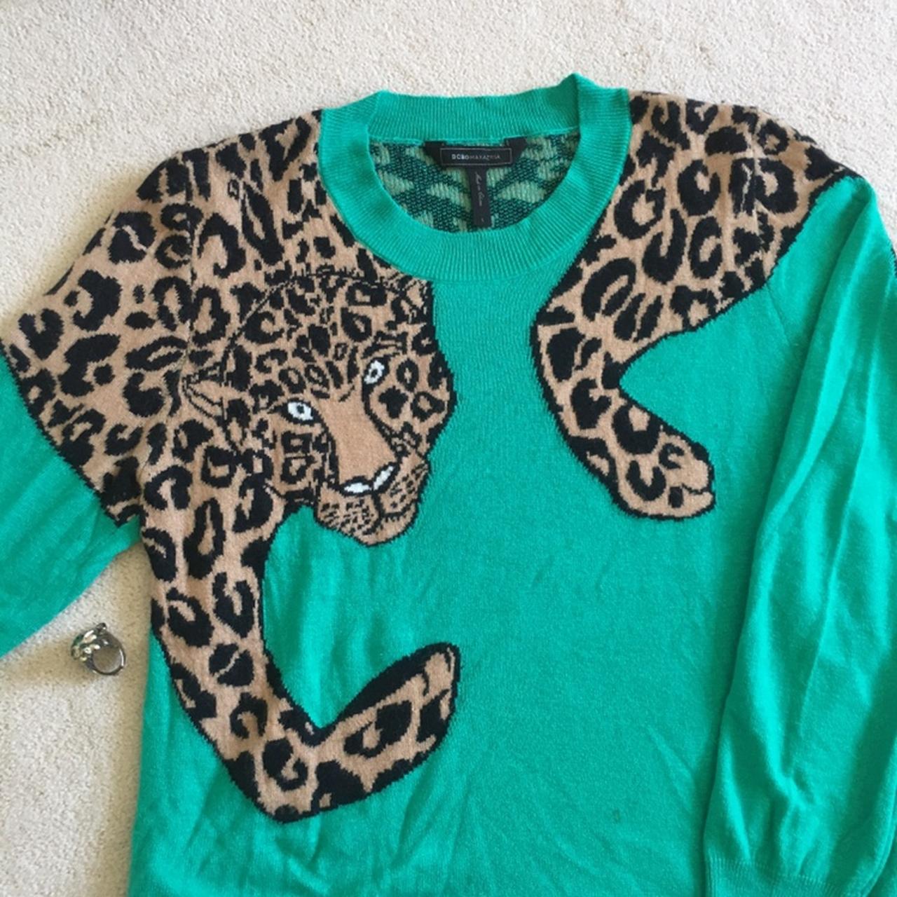 BCBG Maxazria green leopard jaxin sweater. Super