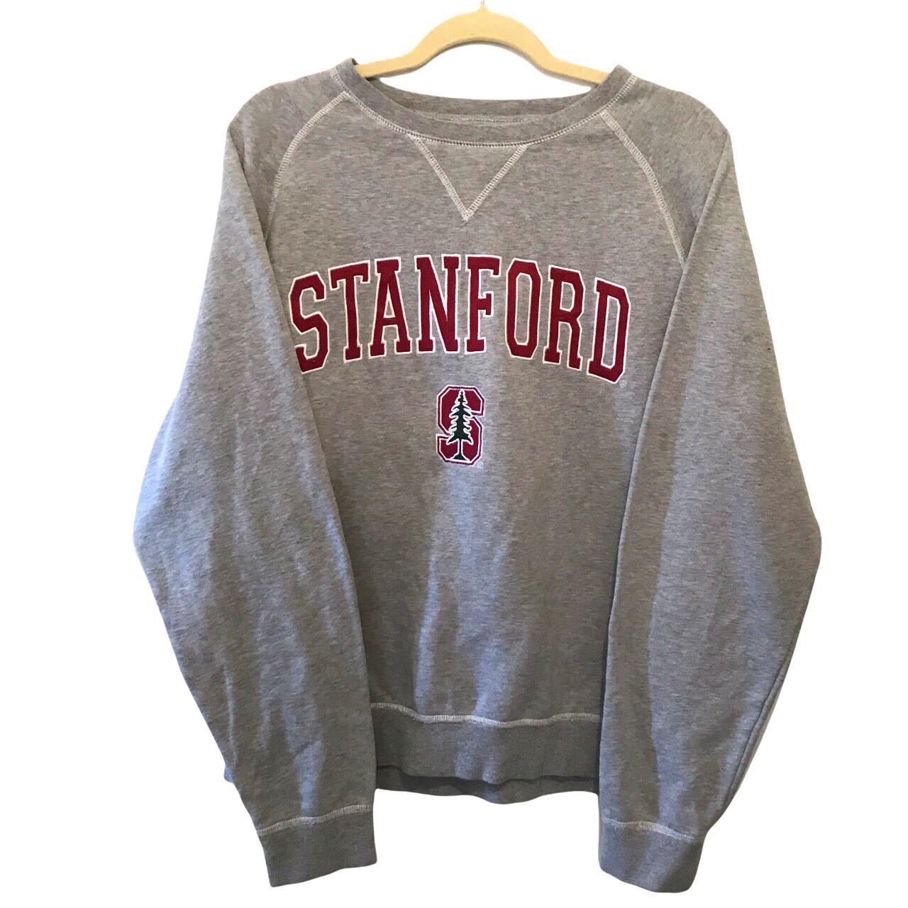 Vintage Stanford jumper Grey round neck sweater... - Depop