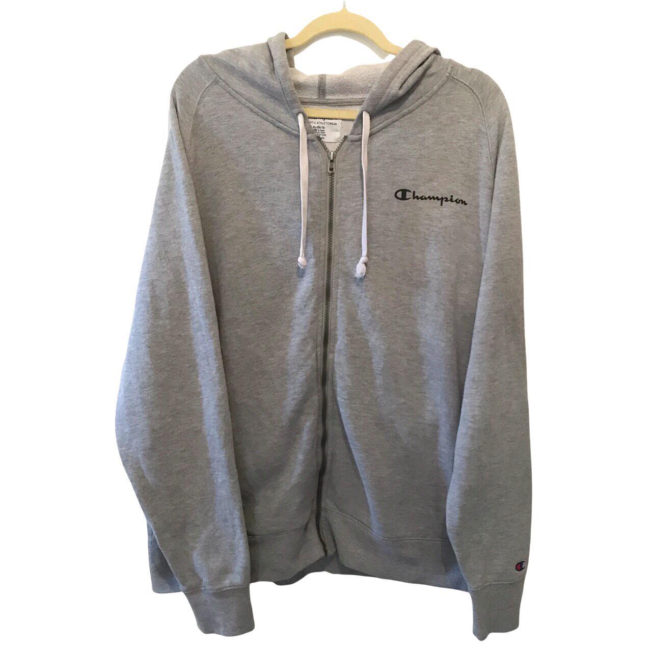 Champion full zip hoodie Grey hooded jumper with... - Depop