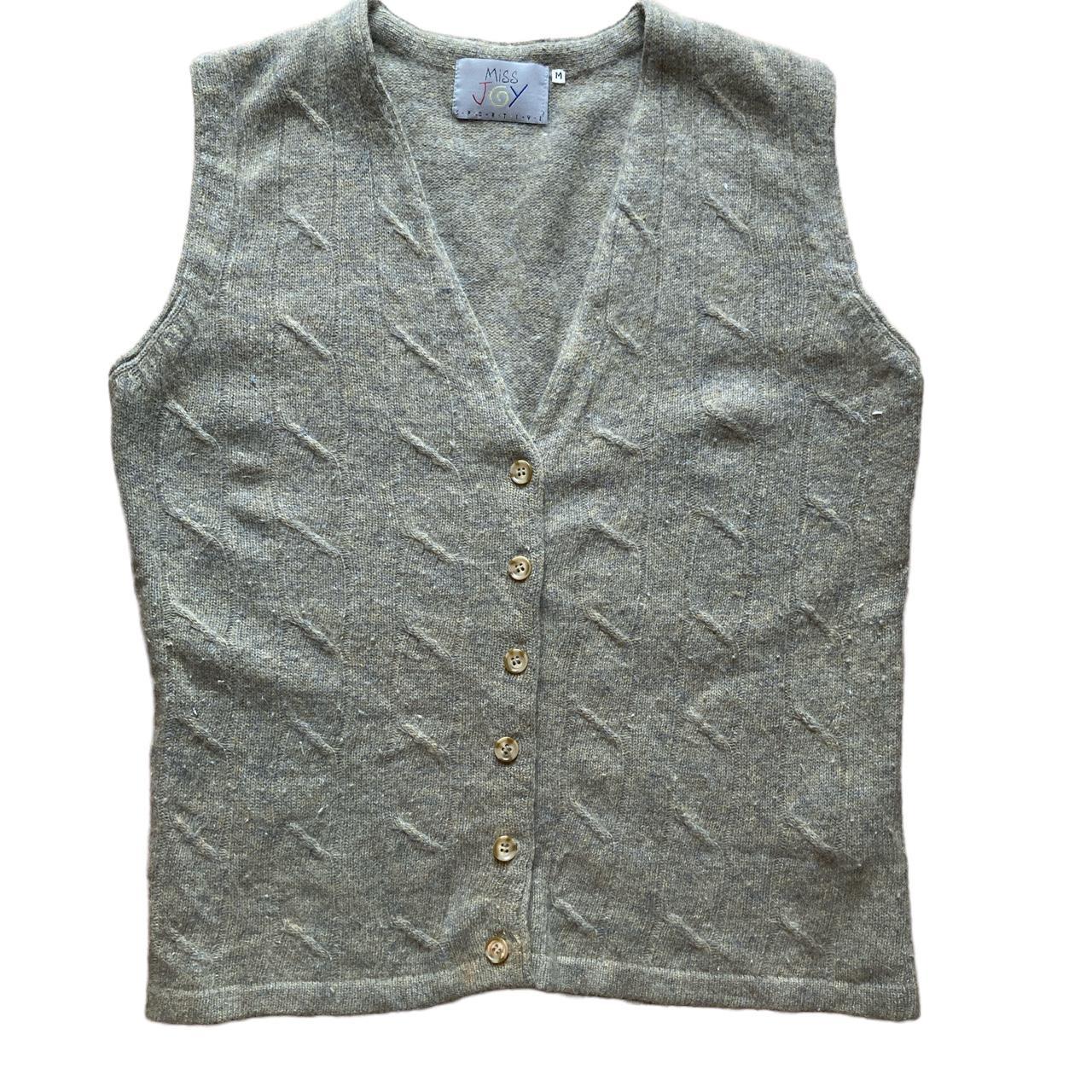 Vintage sweater vest Retro beige and grey speckled... - Depop