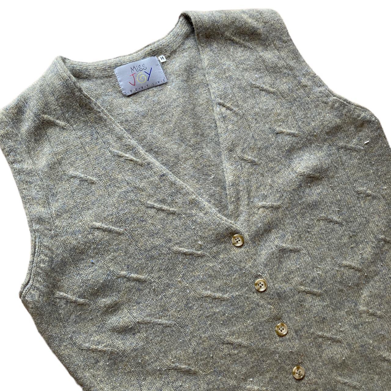 Vintage sweater vest Retro beige and grey speckled... - Depop