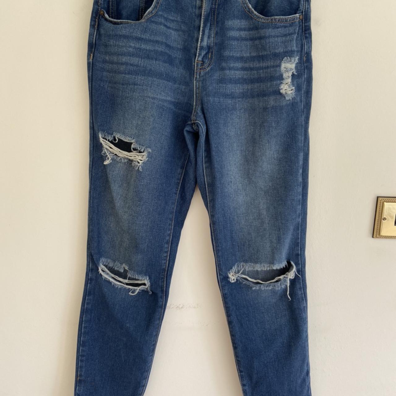 ️amazing dark blue ripped mom jeans ️size 10 ️waist... - Depop